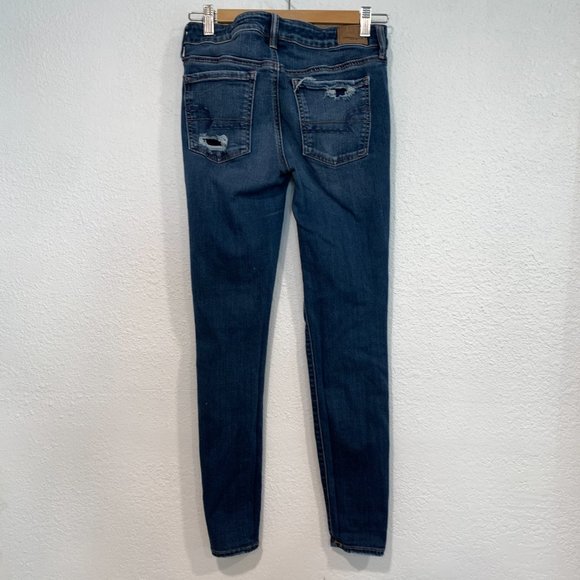 American Eagle Super Stretch X Jegging Jeans Ripped Holes W28"xL28" Women Size 6 - Picture 2 of 11